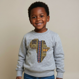 Vlisco Angelina Print Handstitched Africa Map Kids Sweater