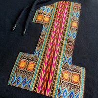 Black Hoodie 'Number 1' - African print wax fabric