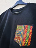 Black T-shirt 'Dashiki' - African Wax Print
