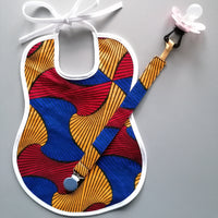 Colourful 2-Piece Gift Set - Pacifier holder and Baby Bib